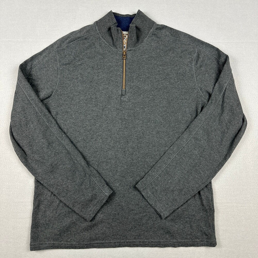 Robert Graham Sweater Men Medium Gray 1/4 Zip Pullover Classic Logo Embroidery M